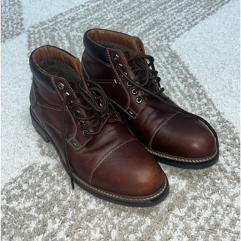 Brown Karnes Cap Toe Boots, Insoles Changes to New Balance Insoles, Size 10